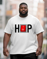 Men's Plus Size Switch Button Hip Hop Printed Short Sleeve T-shirt Shorts Suit